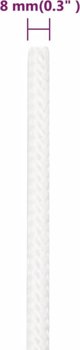 vidaXL Linka zeglarska, biala jednolita, 8 mm, 25 m, polipropylen