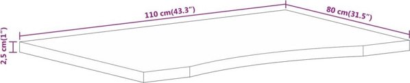 vidaXL Επιφάνεια Γραφείου με Εκ τομής, 110x80x2,5 εκ., ωμή ξυλεία μάνγκο