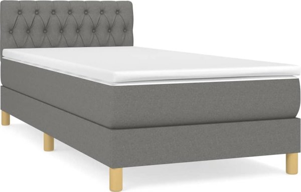 vidaXL Κρεβάτι continental με στρώμα, σκουρόχρωμο γκρι ύφασμα 100x200 cm