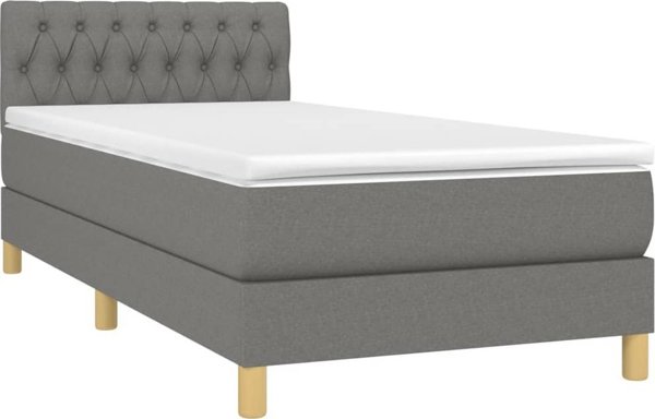 vidaXL Κρεβάτι continental με στρώμα, σκουρόχρωμο γκρι ύφασμα 100x200 cm