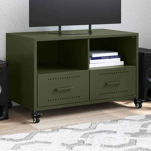 vidaXL Szafka RTV, oliwkowa, 68x39x43,5 cm, stal