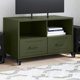 vidaXL Szafka RTV, oliwkowa, 68x39x43,5 cm, stal