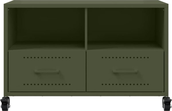 vidaXL Szafka RTV, oliwkowa, 68x39x43,5 cm, stal
