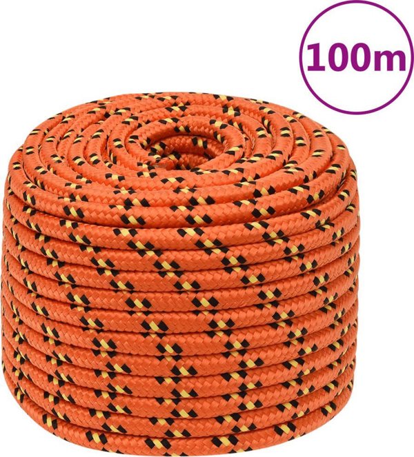 vidaXL Θαλασσινό σχοινί, πορτοκαλί, 14 mm x 100 m, πολυπροπυλένιο