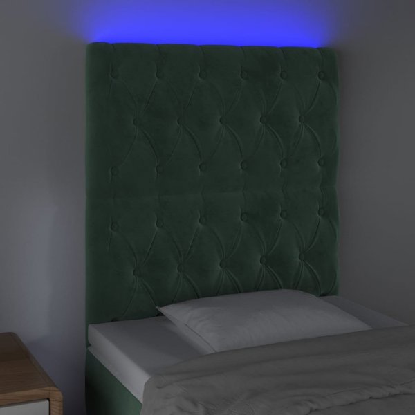 vidaXL Zaglowek do lozka z LED, skarrozielony, 80x7x118/128 cm