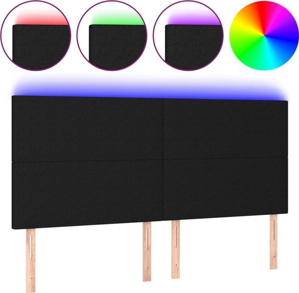 vidaXL Zaglowek do lozka z LED, czarny, 160x5x118/128 cm, tkanina