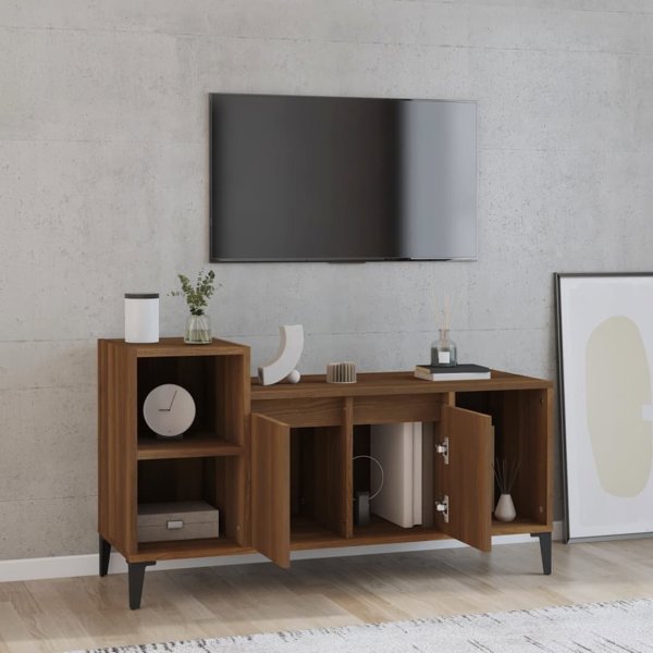 vidaXL Σκαμπό για Τηλεόραση, Καφέ Δρυς, 100x35x55 cm
