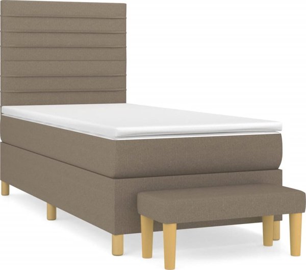 vidaXL Κρεβάτι κοντινεντάλ με στρώμα taupe, ύφασμα 90x190εκ