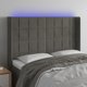 vidaXL Προσκέφαλο κρεβατιού με LED, σκούρο γκρι, 147x16x118/128 εκ, βελούδινο