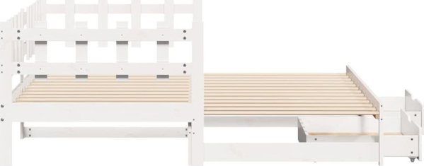 vidaXL Πτυσσόμενο κρεβάτι ημέρας με συρτάρια, λευκό, 90x200 εκ., πεύκο