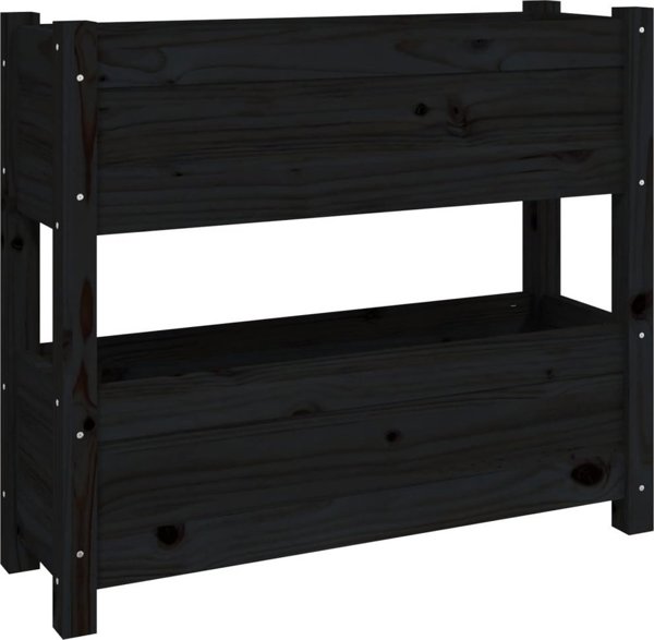 vidaXL Donica, czarna, 77x25x66 cm, lite drewno sosnowe