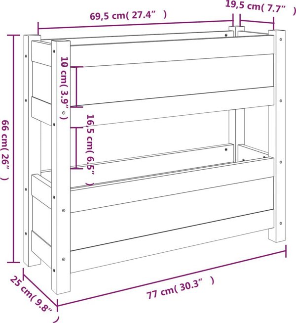 vidaXL Donica, czarna, 77x25x66 cm, lite drewno sosnowe