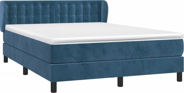 vidaXL Λουξεμβούργιο Κρεβάτι με Στρώμα, Σκούρο Μπλε, 140x200 cm
