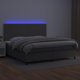 vidaXL Κρεβάτι Κοντινεντάλ με Στρώμα και LED, Γκρι Φυσικό Δέρμα 200x200 cm