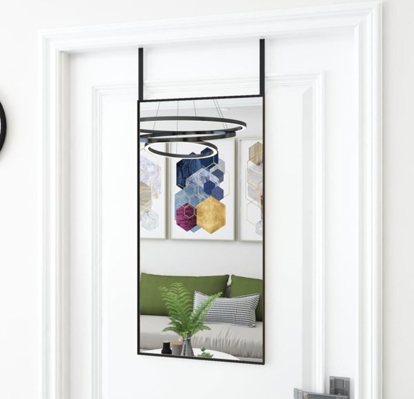 vidaXL Zrcadlo na dvere, czarne, 40x80 cm, szklo i aluminium