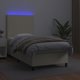 vidaXL Κρεβάτι κοντινένταλ με LED, στρώμα, εκρού, συνθετικό δέρμα 90x190 εκ.