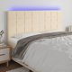 vidaXL Κεφαλαρι για κρεβατι με LED, κρεμ, 180x5x118/128 εκ., υφασμα