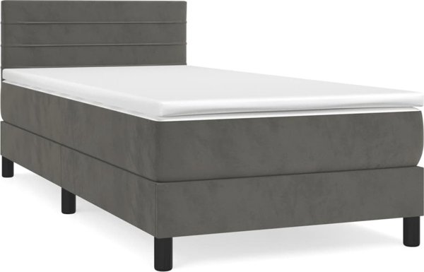 vidaXL Κρεβάτι Continental με στρώμα, σκούρο γκρι βελούδο, 100x200 εκ