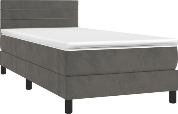 vidaXL Κρεβάτι Continental με στρώμα, σκούρο γκρι βελούδο, 100x200 εκ