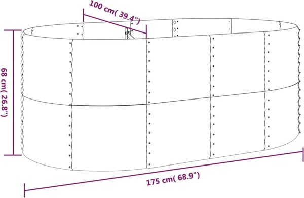 vidaXL Donica ogrodowa, malowana proszkowo stal, 175x100x68 cm