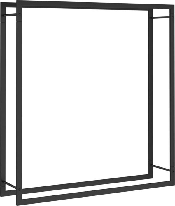 vidaXL Stojak na drewno, matowy czarny, 110x28x116 cm, stalowy