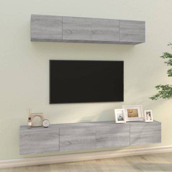 vidaXL Σετ 4 ντουλάπες τηλεόρασης, γκρι δρυς sonoma, σύνθετο ξύλο