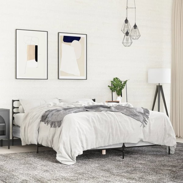vidaXL Rama κρεβατιού, Sonoma Γκρι Δρυς, 150x200 εκ, Συνθετικό Υλικό Ξύλου