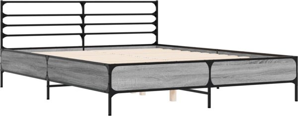 vidaXL Rama κρεβατιού, Sonoma Γκρι Δρυς, 150x200 εκ, Συνθετικό Υλικό Ξύλου