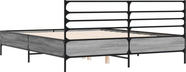 vidaXL Rama κρεβατιού, Sonoma Γκρι Δρυς, 150x200 εκ, Συνθετικό Υλικό Ξύλου