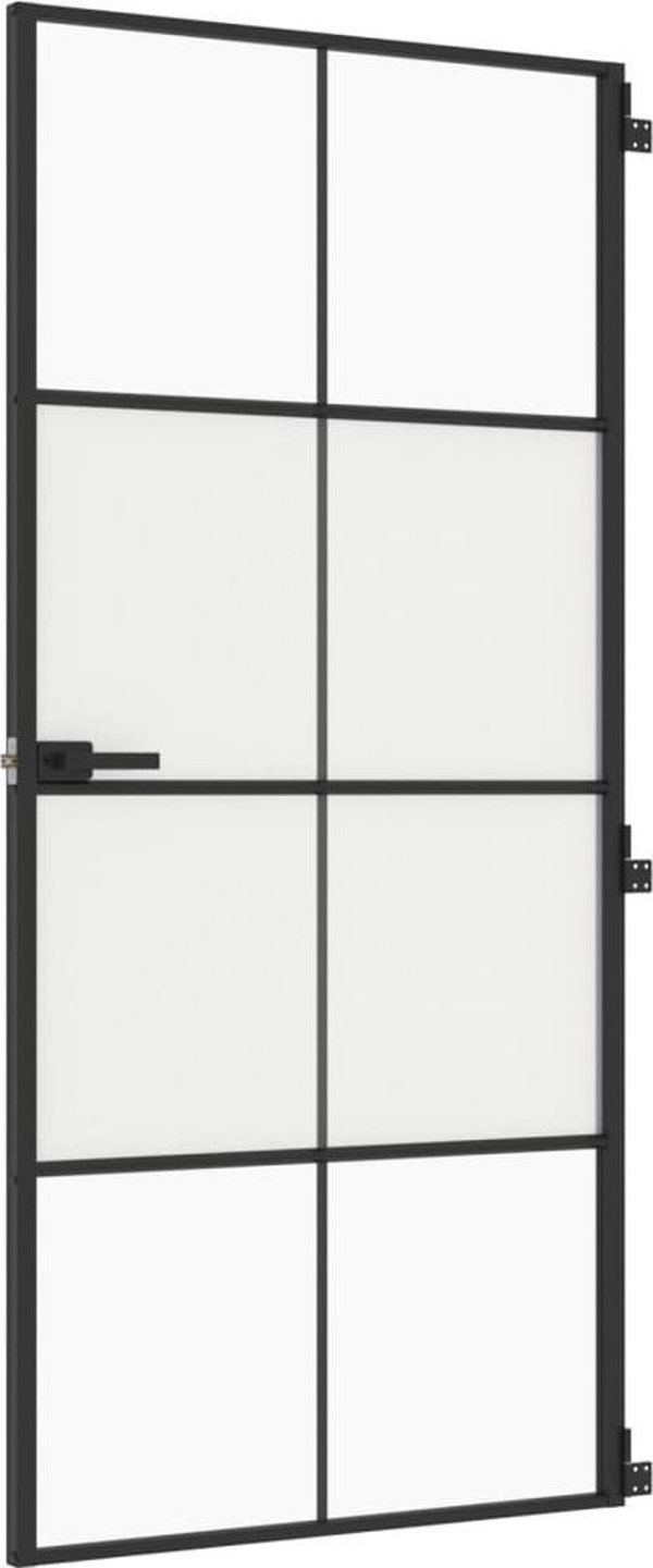 vidaXL Εσωτερική πόρτα, μαύρη, 93x201,5 εκ, γυαλί και αλουμίνιο