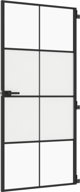 vidaXL Εσωτερική πόρτα, μαύρη, 93x201,5 εκ, γυαλί και αλουμίνιο
