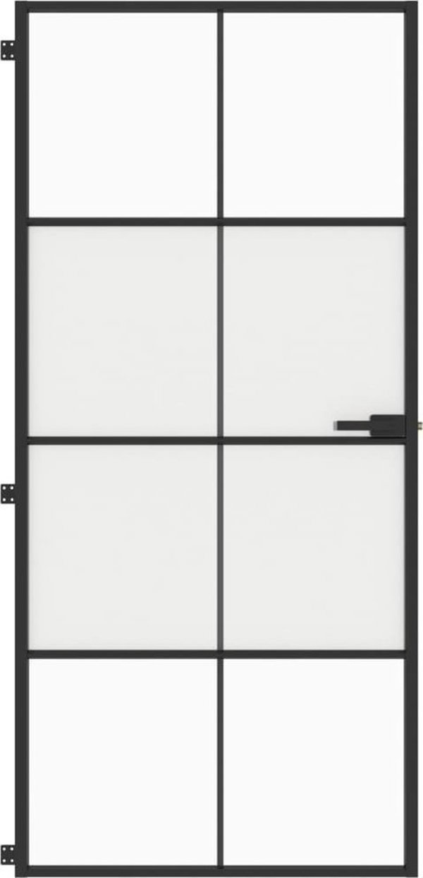 vidaXL Εσωτερική πόρτα, μαύρη, 93x201,5 εκ, γυαλί και αλουμίνιο