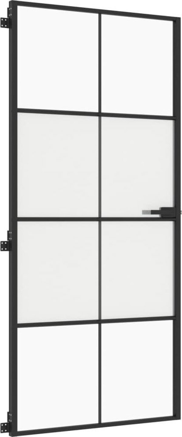 vidaXL Εσωτερική πόρτα, μαύρη, 93x201,5 εκ, γυαλί και αλουμίνιο