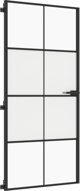 vidaXL Εσωτερική πόρτα, μαύρη, 93x201,5 εκ, γυαλί και αλουμίνιο