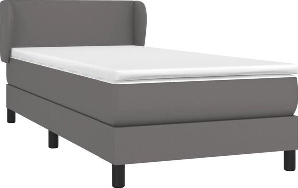 vidaXL Lit kontinental avec matelas, gris, cuir synthétique 100x200 cm