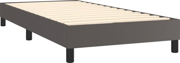 vidaXL Lit kontinental avec matelas, gris, cuir synthétique 100x200 cm