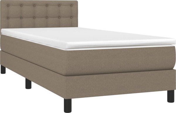 vidaXL Κρεβάτι Kontynentalne με Στρώμα, Taupe, 80x200 cm, Υφασμα