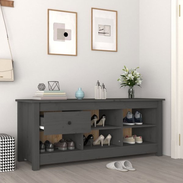 vidaXL vidaXL Szafka na buty, szara, 110x38x45,5 cm, lite drewno sosnowe