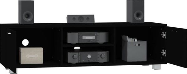 Szafka pod TV vidaXL μαύρη, 140x40,5x35 εκ., κατασκευή από ξύλινο υλικό