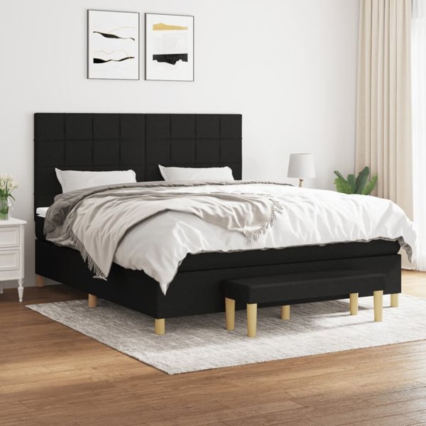 vidaXL Λύκνος κρεβάτι με στρώμα, μαύρο, ύφασμα 160x200 εκ.