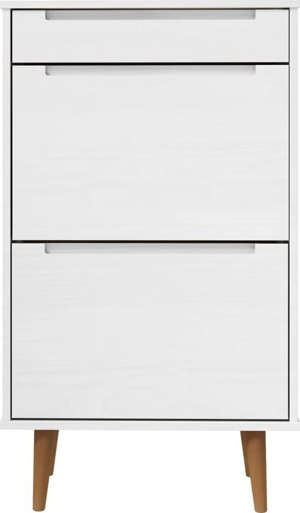 vidaXL Ντουλάπι παπουτσιών, λευκό, 59,5x35x103 cm, φυσικό πεύκο
