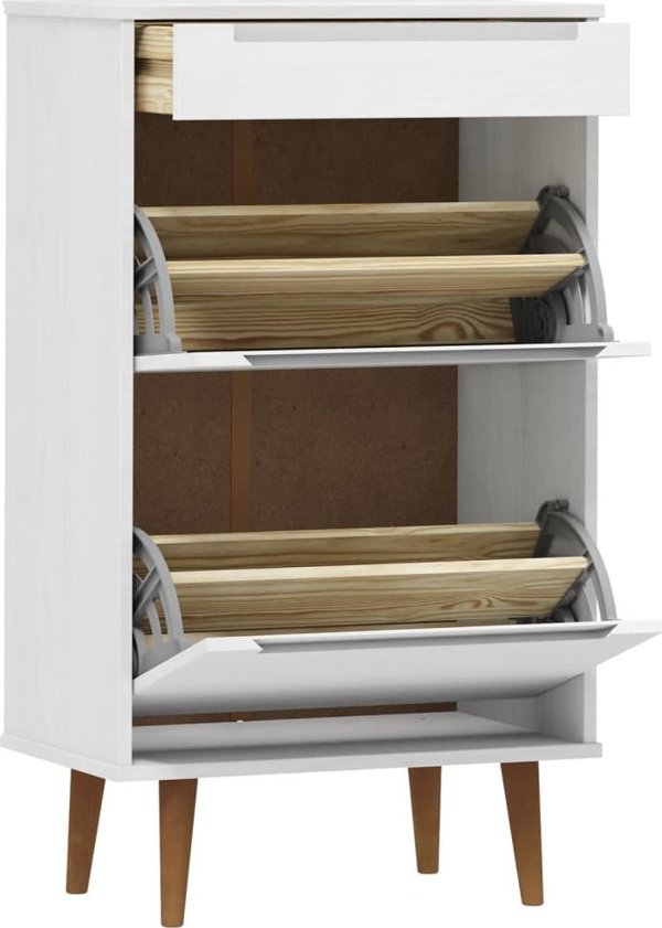 vidaXL Ντουλάπι παπουτσιών, λευκό, 59,5x35x103 cm, φυσικό πεύκο