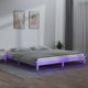 vidaXL Rama κρεβατιού με LED λευκή, 200x200 cm, μασίφ ξύλο