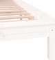vidaXL Rama κρεβατιού με LED λευκή, 200x200 cm, μασίφ ξύλο