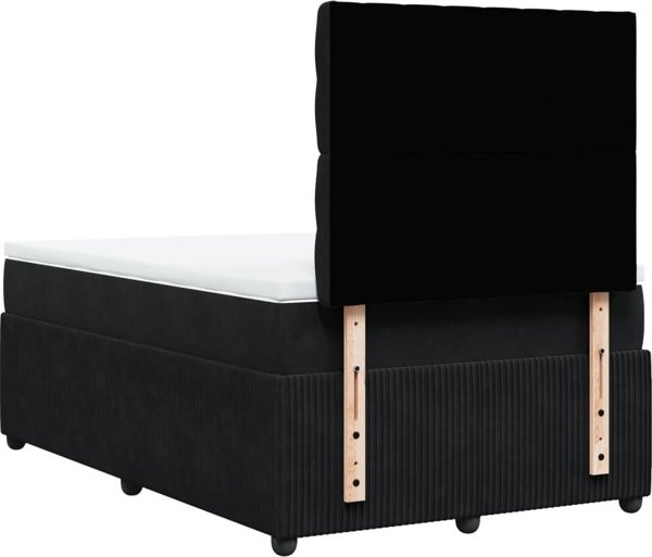 vidaXL Κρεβάτι Continental με στρώμα, μαύρο, 120x200 cm, βελούδο