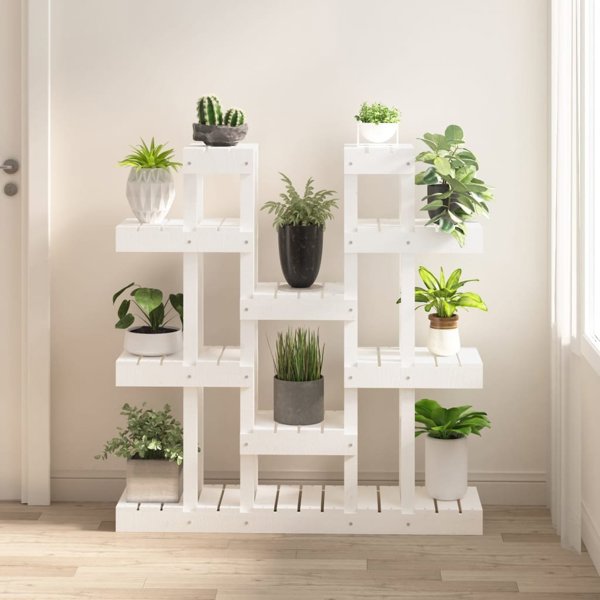 vidaXL Βάση για φυτά, λευκή, 104,5x25x109,5 εκ., μασίφ ξύλο πεύκου
