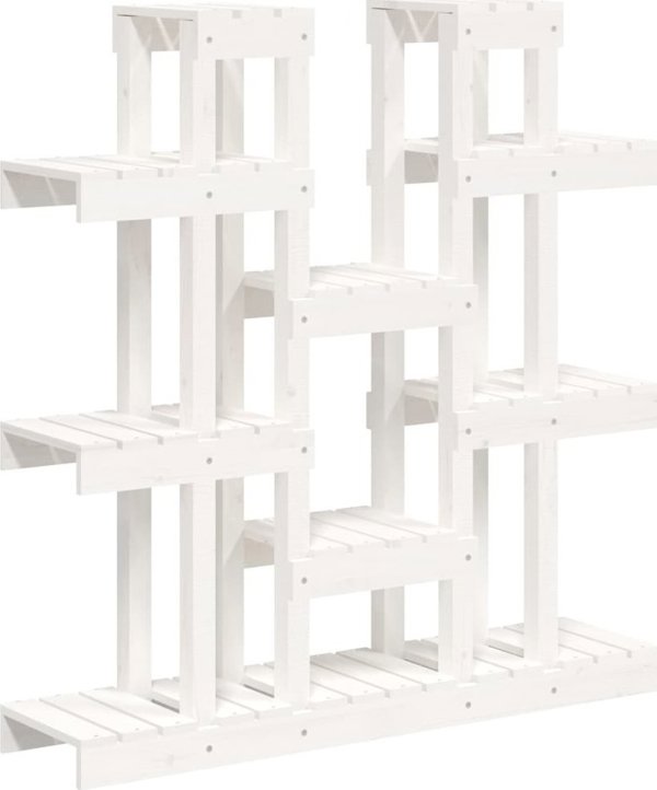 vidaXL Βάση για φυτά, λευκή, 104,5x25x109,5 εκ., μασίφ ξύλο πεύκου