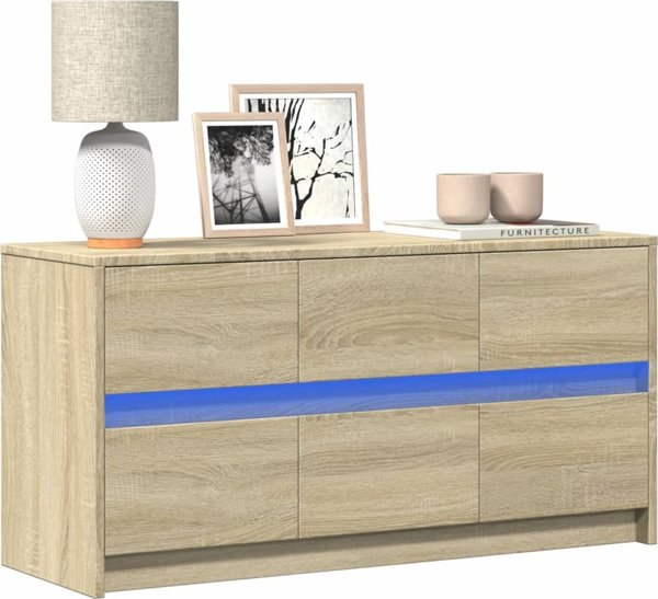 vidaXL Ντουλάπι TV με LED, Δρυς Sonoma, 100x34x50 cm