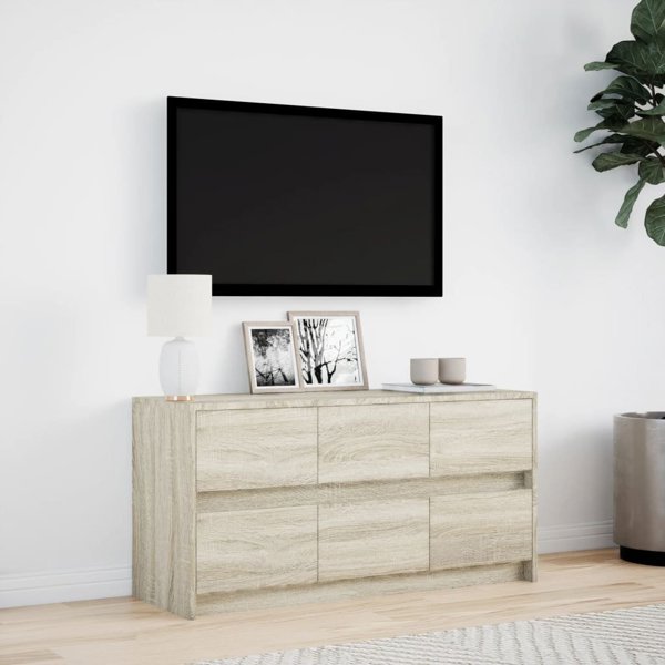 vidaXL Ντουλάπι TV με LED, Δρυς Sonoma, 100x34x50 cm