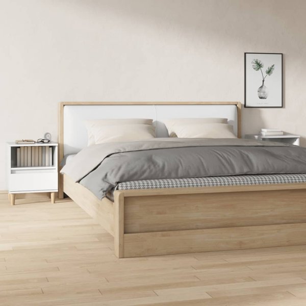 vidaXL Κομοδίνα, σετ 2 τεμ., λευκά, γυαλιστερά, 40x35x50 cm